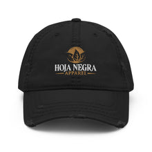 Load image into Gallery viewer, Hoja Negra Apparel Black Distressed Dad Hat