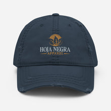 Load image into Gallery viewer, Hoja Negra Apparel Navy Distressed Dad Hat