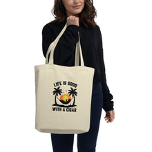 Load image into Gallery viewer, Life is good with a cigar - Oyster Eco Tote Bag