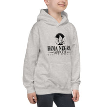 Load image into Gallery viewer, Hoja Negra Apparel Black Logo Heather Grey Kids Hoodie