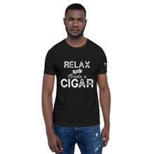Load image into Gallery viewer, Relax and Smoke a Cigar Black Short-Sleeve Unisex T-Shirt