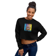 Load image into Gallery viewer, Cigarro, Cafe y Chisme Black Crop Sweatshirt