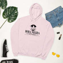 Load image into Gallery viewer, Hoja Negra Apparel Black Logo Pink Unisex fleece hoodie
