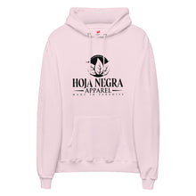 Load image into Gallery viewer, Hoja Negra Apparel Black Logo Pink Unisex fleece hoodie
