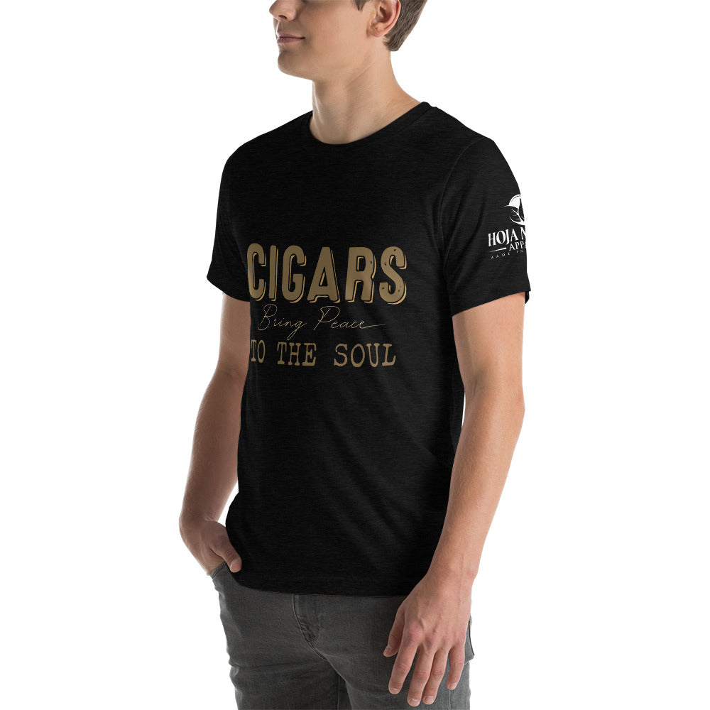 Cigars bring Peace to the soul H-Black Short-Sleeve Unisex T-Shirt – Hoja  Negra Apparel