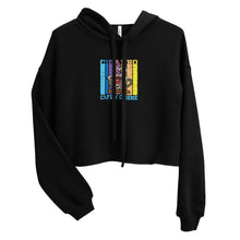 Load image into Gallery viewer, Cigarro, Cafe y Chisme Black Crop Hoodie
